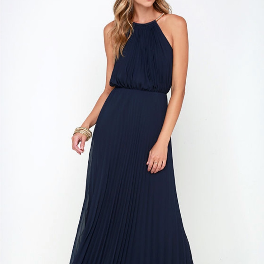 Bariano Lulus Melissa Navy Blue Maxi Dress